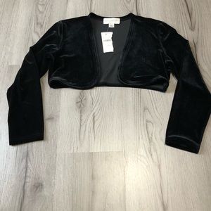 Petite Sophisticate Black Velvet Cropped Bolero